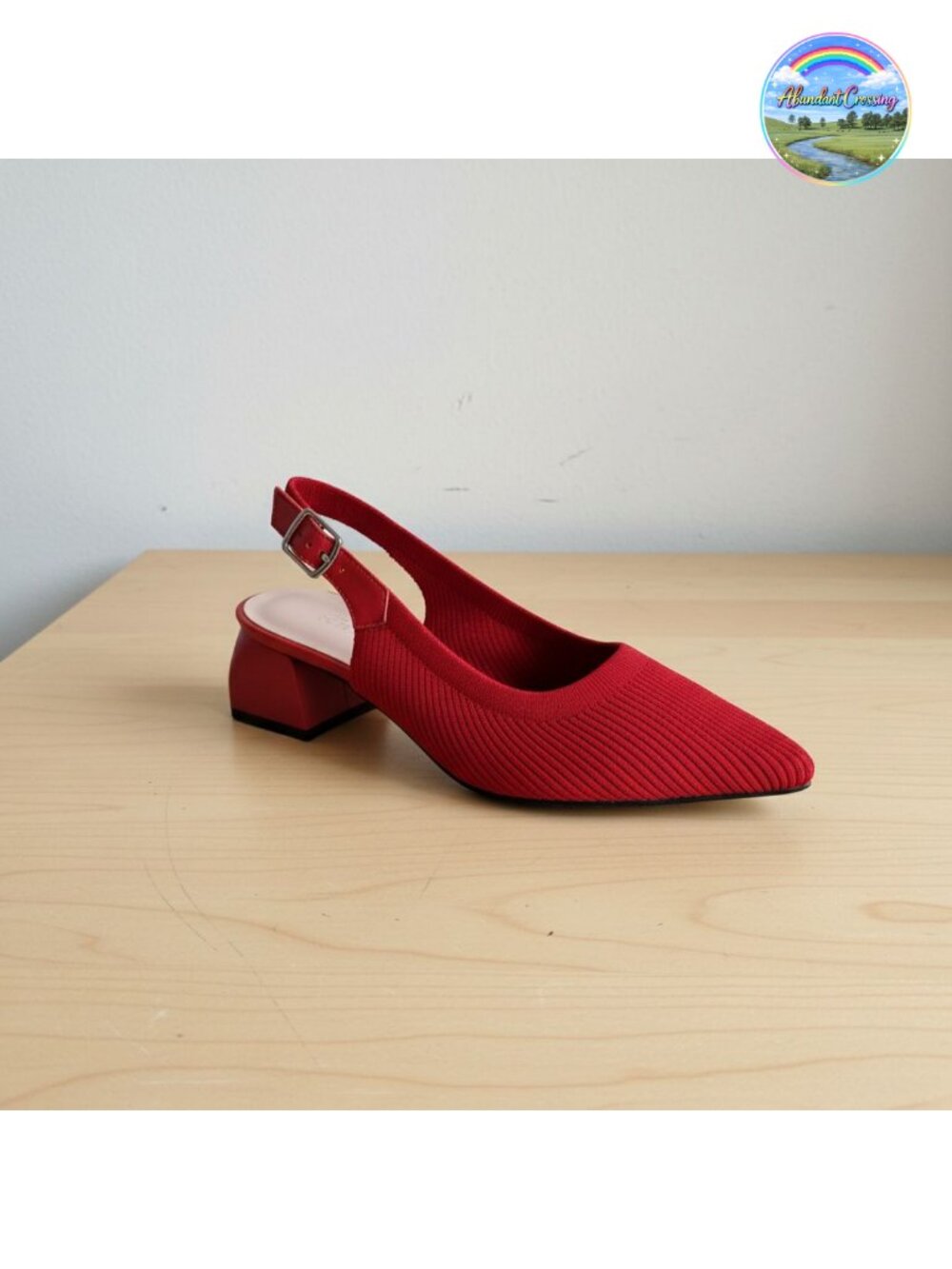 Women's Adjustable Slingback Block Heel Pumps Pointed Toe Office Shoes